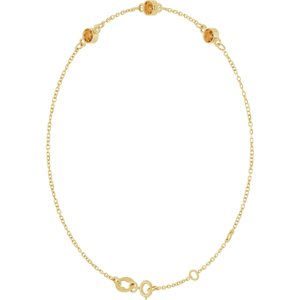 14K Yellow Gold Natural Citrine Bezel-Set Three-Stone 6 1/2-7 1/2" Bracelet
