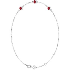 Sterling Silver Natural Ruby 6 1/2-7 1/2" Bracelet