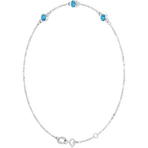 Sterling Silver Natural Blue Zircon 6 1/2-7 1/2" Bracelet