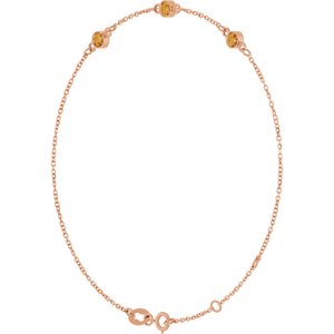 14K Rose Gold Natural Citrine Bezel-Set Three-Stone 6 1/2-7 1/2" Bracelet