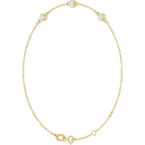 14K Yellow Gold 1/4 CTW Natural Diamond Bezel-Set Three-Stone 6 1/2-7 1/2" Bracelet