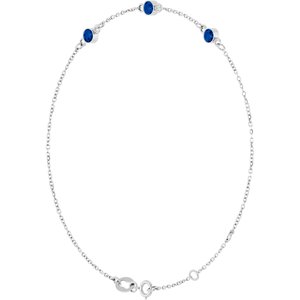 Sterling Silver Natural Blue Sapphire 6 1/2-7 1/2" Bracelet