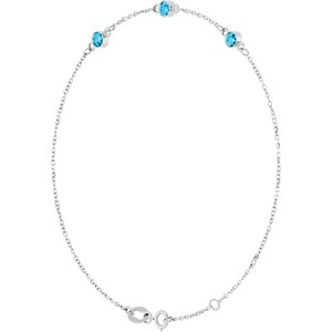Sterling Silver Natural Aquamarine 6 1/2-7 1/2" Bracelet