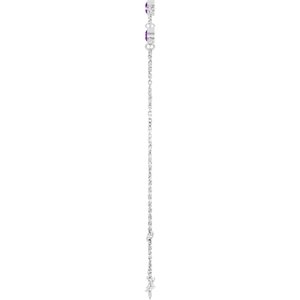 14K White Gold Natural Amethyst Bezel-Set Three-Stone 6 1/2-7 1/2" Bracelet