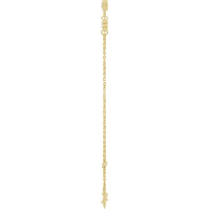 14K Yellow Gold Natural White Sapphire Bezel-Set Three-Stone 6 1/2-7 1/2" Bracelet