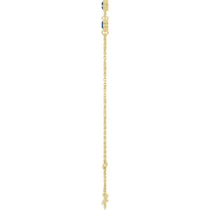 14K Yellow Gold Natural Blue Sapphire Bezel-Set Three-Stone 6 1/2-7 1/2" Bracelet