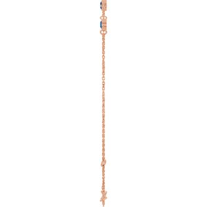 14K Rose Gold Natural Blue Sapphire Bezel-Set Three-Stone 6 1/2-7 1/2" Bracelet