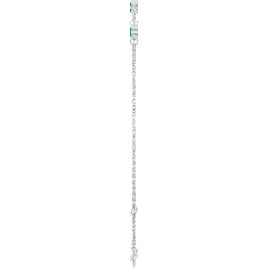 14K White Gold Lab-Grown Emerald Bezel-Set Three-Stone 6 1/2-7 1/2" Bracelet