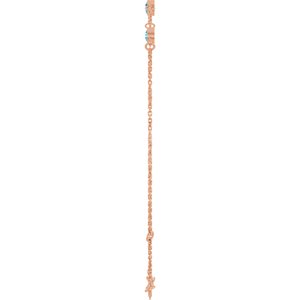 14K Rose Gold Natural Blue Zircon Bezel-Set Three-Stone 6 1/2-7 1/2" Bracelet