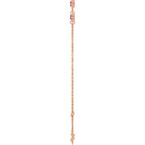 14K Rose Gold Natural Amethyst Bezel-Set Three-Stone 6 1/2-7 1/2" Bracelet