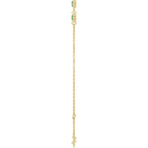 14K Yellow Gold Lab-Grown Emerald Bezel-Set Three-Stone 6 1/2-7 1/2" Bracelet