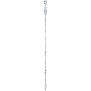 14K White Gold Natural Blue Zircon Bezel-Set Three-Stone 6 1/2-7 1/2" Bracelet