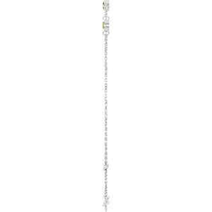 14K White Gold Natural Peridot Bezel-Set Three-Stone 6 1/2-7 1/2" Bracelet