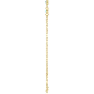 14K Yellow Gold Natural Blue Zircon Bezel-Set Three-Stone 6 1/2-7 1/2" Bracelet