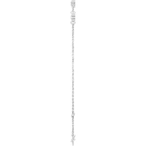 14K White Gold 1/4 CTW Natural Diamond Bezel-Set Three-Stone 6 1/2-7 1/2" Bracelet