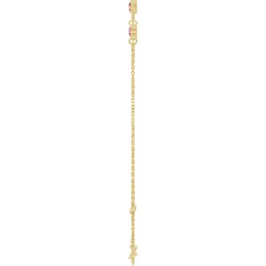 14K Yellow Gold Natural Pink Tourmaline Bezel-Set Three-Stone 6 1/2-7 1/2" Bracelet