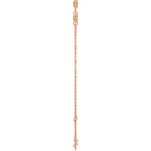 14K Rose Gold Natural Peridot Bezel-Set Three-Stone 6 1/2-7 1/2" Bracelet