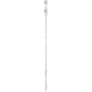 14K White Gold Natural Ruby Bezel-Set Three-Stone 6 1/2-7 1/2" Bracelet