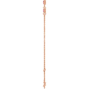 14K Rose Gold Natural Pink Tourmaline Bezel-Set Three-Stone 6 1/2-7 1/2" Bracelet