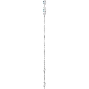 Sterling Silver Natural Aquamarine 6 1/2-7 1/2" Bracelet