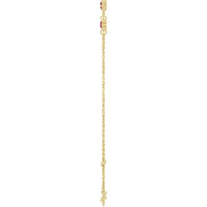 14K Yellow Gold Natural Ruby Bezel-Set Three-Stone 6 1/2-7 1/2" Bracelet