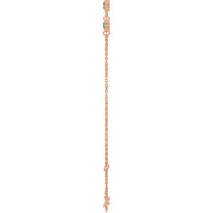 14K Rose Gold Natural Emerald Bezel-Set Three-Stone 6 1/2-7 1/2" Bracelet