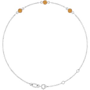Sterling Silver Natural Citrine 6 1/2-7 1/2" Bracelet