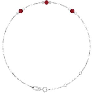 Sterling Silver Natural Ruby 6 1/2-7 1/2" Bracelet