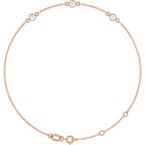 14K Rose Gold 1/3 CTW Lab-Grown Diamond Bezel-Set Three-Stone 6 1/2-7 1/2" Bracelet