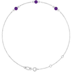 Sterling Silver Natural Amethyst 6 1/2-7 1/2" Bracelet