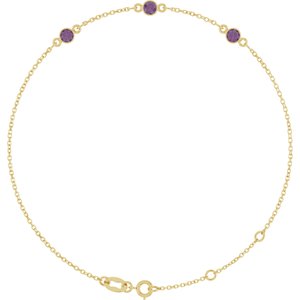 14K Yellow Gold Lab-Grown Alexandrite Bezel-Set Three-Stone 6 1/2-7 1/2" Bracelet