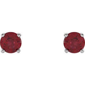 Sterling Silver 4 mm Lab-Grown Ruby Earrings