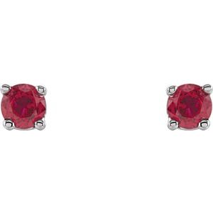 14K White Gold 2.5 mm Lab-Grown Ruby Earrings