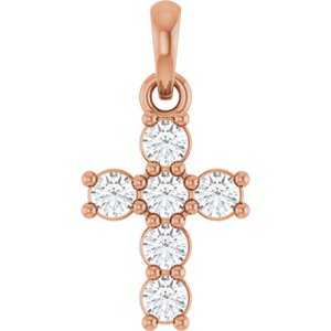 14K Rose Gold 1/4 CTW Lab-Grown Diamond Cross Pendant