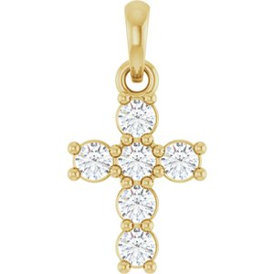 14K Yellow Gold 1/4 CTW Natural Diamond Cross Pendant