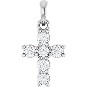 Sterling Silver 1/4 CTW Natural Diamond Cross Pendant