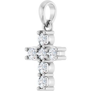 14K White Gold 1/4 CTW Natural Diamond Cross Pendant