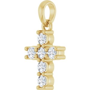 14K Yellow Gold 1/4 CTW Natural Diamond Cross Pendant