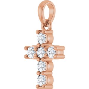 14K Rose Gold 1/4 CTW Lab-Grown Diamond Cross Pendant