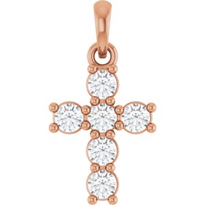 14K Rose Gold 1/3 CTW Natural Diamond Cross Pendant