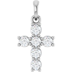 Sterling Silver 1/3 CTW Lab-Grown Diamond Cross Pendant