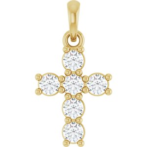 14K Yellow Gold 1/3 CTW Natural Diamond Cross Pendant