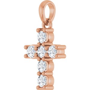 14K Rose Gold 1/3 CTW Lab-Grown Diamond Cross Pendant
