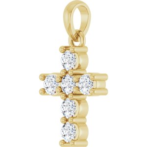 14K Yellow Gold 1/3 CTW Natural Diamond Cross Pendant