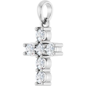 14K White Gold 1/3 CTW Lab-Grown Diamond Cross Pendant