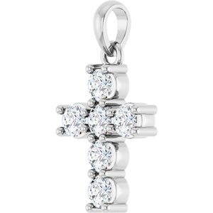 Sterling Silver 1/2 CTW Lab-Grown Diamond Cross Pendant