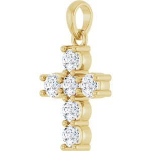 14K Yellow Gold 1/2 CTW Lab-Grown Diamond Cross Pendant