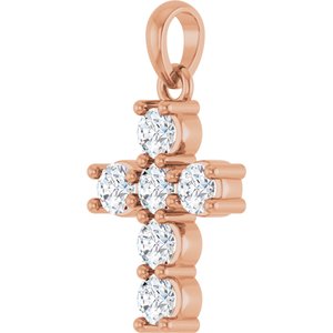 14K Rose Gold 1/2 CTW Lab-Grown Diamond Cross Pendant