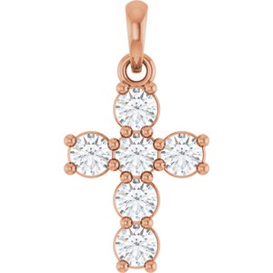 14K Rose Gold 1/2 CTW Lab-Grown Diamond Cross Pendant