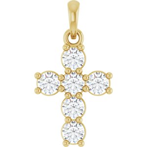14K Yellow Gold 1/2 CTW Lab-Grown Diamond Cross Pendant